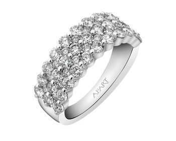 18 K Rhodium-Plated White Gold Ring with Diamonds 2 ct - fineness 18 K