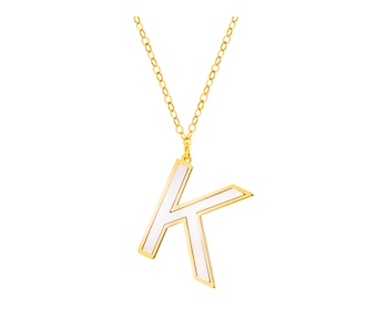 Złoty naszyjnik z masą perłową, ankier - litera K