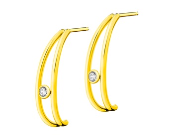 8 K Yellow Gold Dangling Earring with Cubic Zirconia