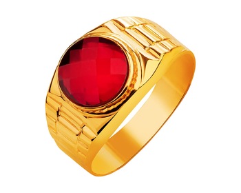Złoty pierścionek z cyrkonią  - sygnet