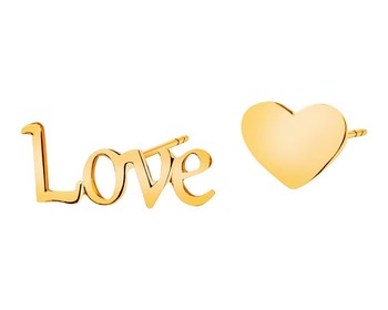 Złote kolczyki - love, serce