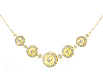 14 K Rhodium-Plated Yellow Gold Necklace with Diamonds 0,60 ct - fineness 14 K