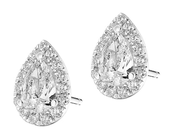 18 K Rhodium-Plated White Gold Earrings 1,11 ct - fineness 18 K