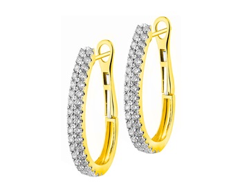 14 K Rhodium-Plated Yellow Gold Earrings with Diamonds 0,94 ct - fineness 14 K