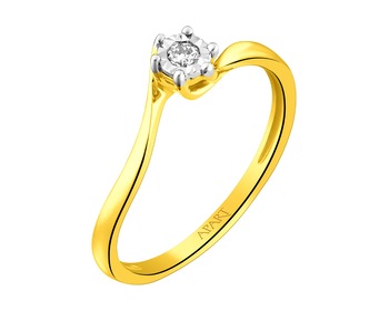585 Yellow And White Gold Plated Ring with Diamond 0,06 ct - fineness 585