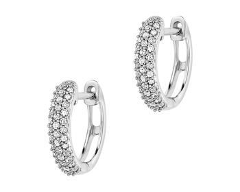 14 K Rhodium-Plated White Gold Earrings with Diamonds 0,20 ct - fineness 14 K
