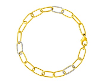 14 K Rhodium-Plated Yellow Gold Bracelet with Diamonds 0,25 ct - fineness 14 K