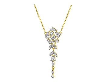 14 K Rhodium-Plated Yellow Gold Necklace with Diamonds 0,29 ct - fineness 14 K
