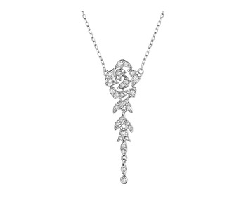 14 K Rhodium-Plated White Gold Necklace with Diamonds 0,28 ct - fineness 14 K