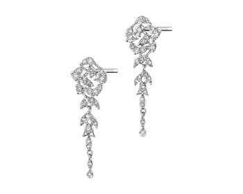 14 K Rhodium-Plated White Gold Dangling Earring with Diamonds 0,58 ct - fineness 14 K