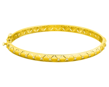 14 K Yellow Gold Rigid Bracelet with Cubic Zirconia