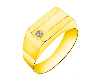 Złoty pierścionek z cyrkonią - sygnet