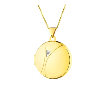9 K Rhodium-Plated Yellow Gold Pendant with Diamond 0,005 ct - fineness 9 K