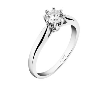 14 K Rhodium-Plated White Gold Ring with Diamond 0,44 ct - fineness 14 K