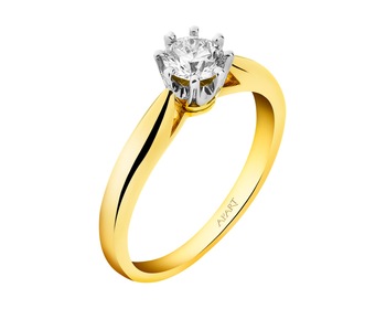 Prsten ze žlutého a bílého zlata s briliantem - SI2/H 0,40 ct - ryzost 585