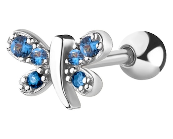 Rhodium Plated Silver Piercing with Cubic Zirconia