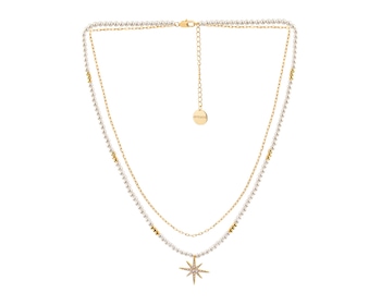 Pozlacený náhrdelník z mosazi se zirkony a perletí - hvězda
