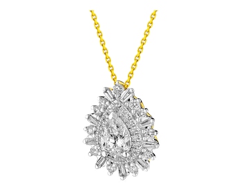 14 K Rhodium-Plated Yellow Gold Necklace 0,85 ct - fineness 14 K