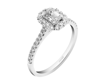 18 K Rhodium-Plated White Gold Ring 0,84 ct - fineness 18 K
