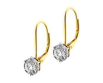 585 Yellow And White Gold Plated Earrings with Diamonds 1 ct - fineness 585