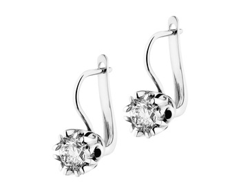 18 K Rhodium-Plated White Gold Earrings with Diamonds 2 ct - fineness 18 K