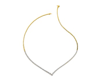 18 K Rhodium-Plated Yellow Gold Necklace with Diamonds 2,06 ct - fineness 18 K