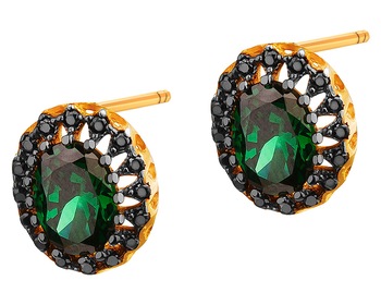 585 Yellow Gold/Black Rhodium Earrings with Cubic Zirconia