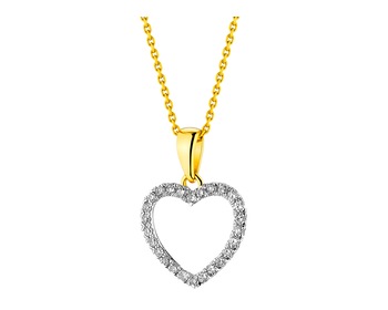 Zlatý přívěsek s diamanty - srdce 0,10 ct - ryzost 585