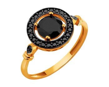 585 Yellow Gold/Black Rhodium Ring with Cubic Zirconia