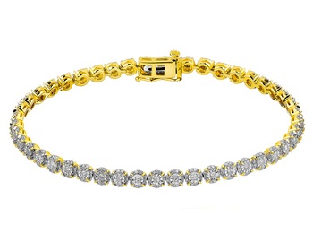 585 Yellow And White Gold Plated Tennis Bracelet with Diamonds 1 ct - fineness 585