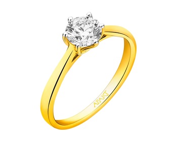 14ct Yellow Gold Ring with Diamond 0,70 ct - fineness 18 K