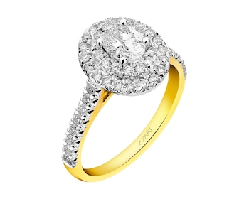 Prsten ze žlutého a bílého zlata s diamanty SI1/H 1 ct - ryzost 585