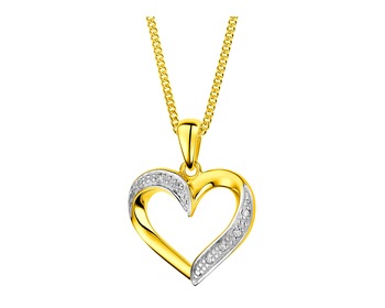 Zlatý přívěsek s diamanty - srdce 0,02 ct - ryzost 585