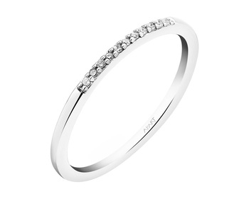 9 K Rhodium-Plated White Gold Ring with Diamonds 0,03 ct - fineness 9 K