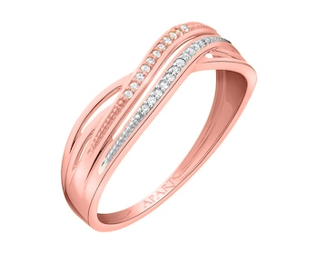 Prsten z růžového zlata s diamanty 0,04 ct - ryzost 585