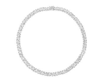 Rhodium Plated Silver Collar Necklace with Cubic Zirconia