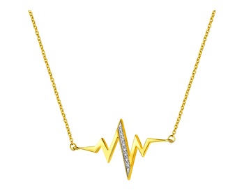 Naszyjnik z żółtego złota z diamentami - EKG serca 0,02 ct - próba 375
