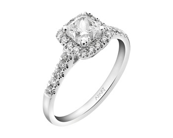 18 K Rhodium-Plated White Gold Ring 1,33 ct - fineness 18 K