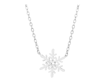 Stříbrný náhrdelník se zirkonem - sněhová vločka