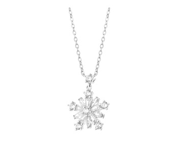 Stříbrný náhrdelník se zirkony - sněhová vločka
