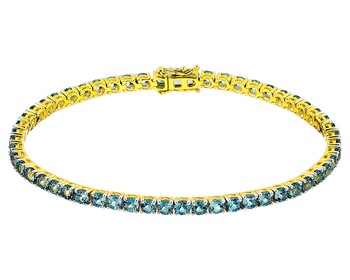 14 K Rhodium-Plated Yellow Gold Tennis Bracelet with Diamond - fineness 14 K
