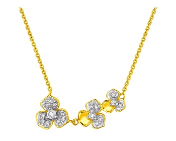 Zlatý náhrdelník s diamanty - květy 0,10 ct - ryzost 585