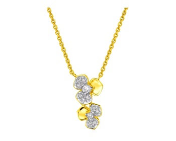 Zlatý náhrdelník s diamanty - květy 0,06 ct - ryzost 585