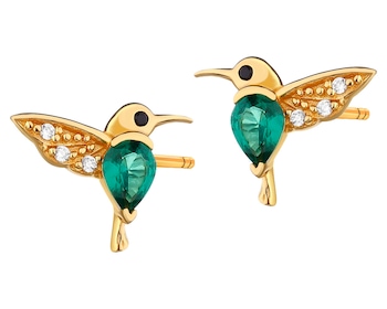 Kolczyki srebrne z cyrkoniami - kolibry