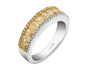 Prsten z bílého zlata s diamanty Fancy Light Yellow 2,07 ct - ryzost 750