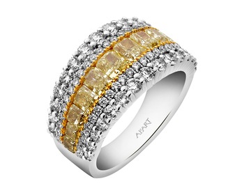 Prsten z bílého zlata s diamanty Fancy Light Yellow 3,24 ct - ryzost 750