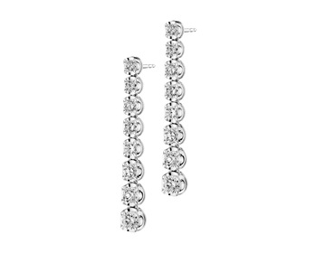 18 K Rhodium-Plated White Gold Dangling Earring with Diamonds 2,14 ct - fineness 18 K