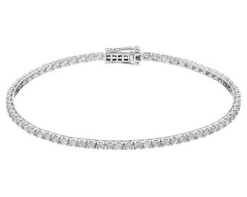 18 K Rhodium-Plated White Gold Tennis Bracelet with Diamonds 2 ct - fineness 18 K