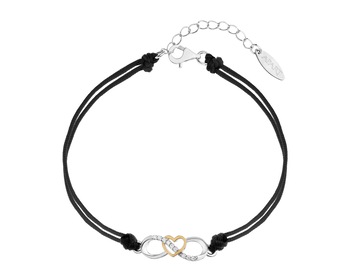Rhodium-Plated Silver, Gold-Plated Silver Bracelet with Cubic Zirconia