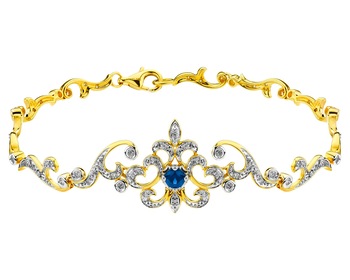 14 K Rhodium-Plated Yellow Gold Bracelet with Diamonds - fineness 14 K